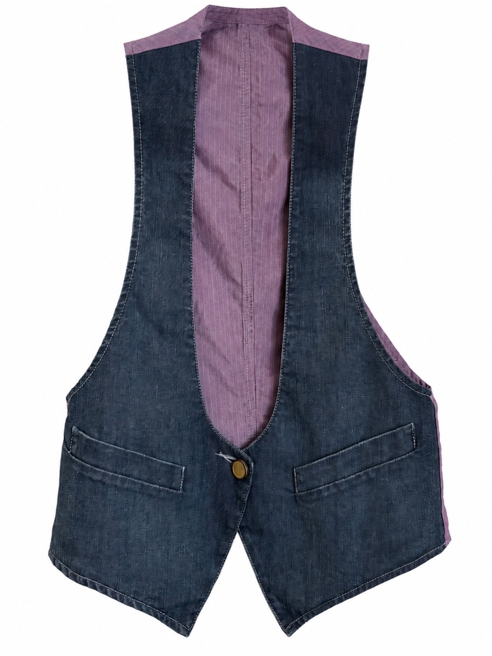 Rare Superfine Tate Storm Waistcoat Vest Size 2 Made In Italy Denim